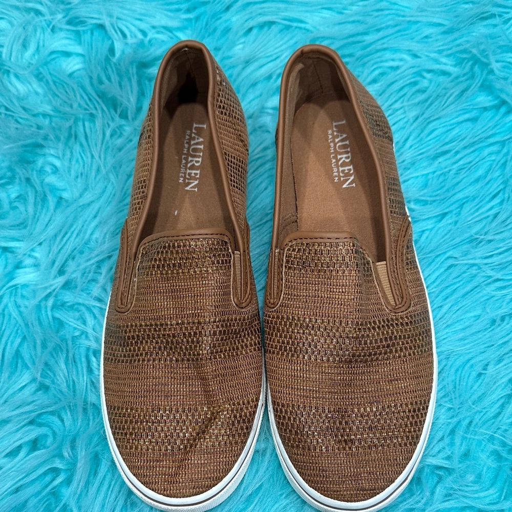 #388 Ralph Lauren Brown Slip-On Sneakers